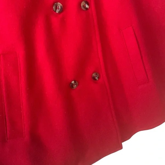 HOPE & HENRY sz Medium Girls Cape Double Breasted Pockets Tan Plaid Hood Lining - Picture 3 of 14